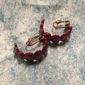 Avon Hearts Around Hoop Clip Earrings, Red